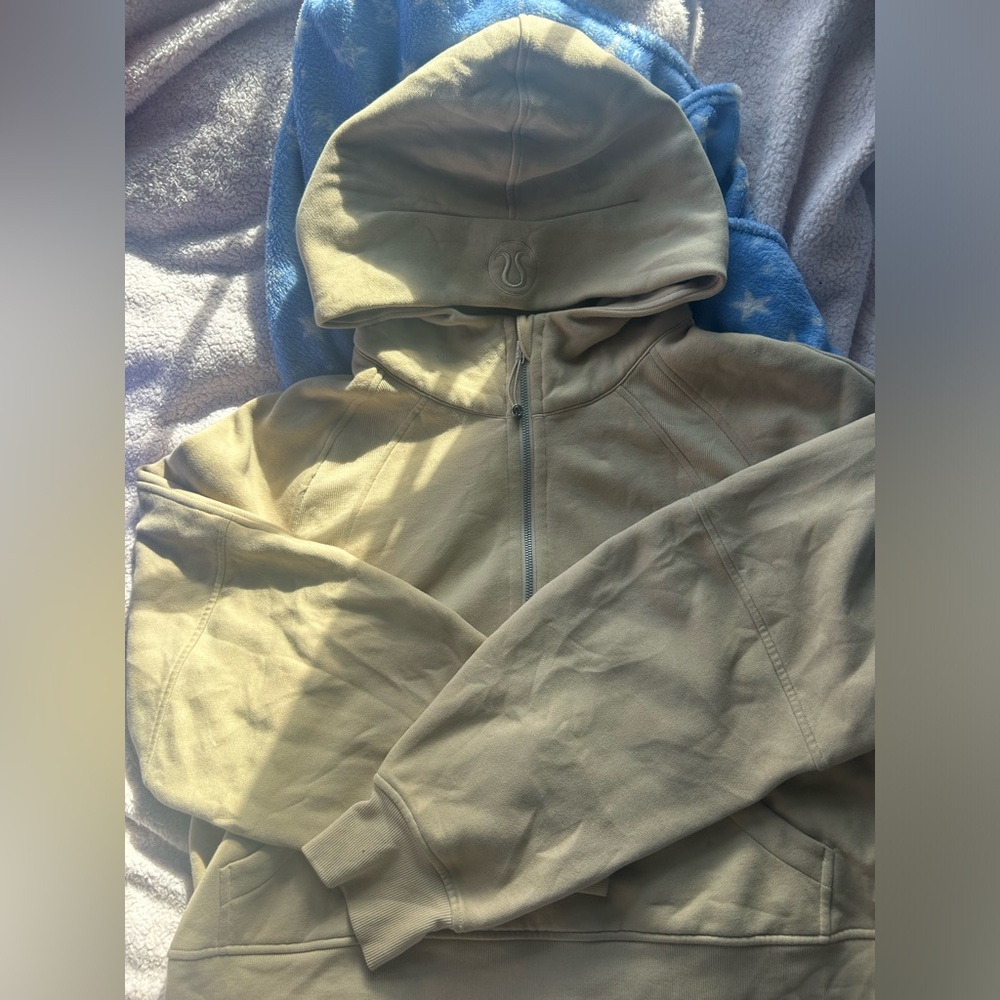 Lululemon Scuba Half-Zip Hoodie in Tan
